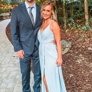 Double-Strap Long Georgette Bridesmaid Wrap Dress